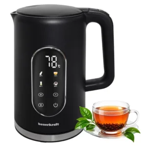 Bauerkraft belaidis elektrinis virdulys, 1,7 l, juodas, su temperatūros reguliavimu