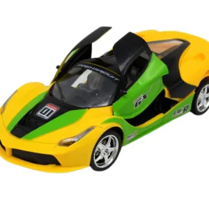 Geltonas nuotoliniu būdu valdomas sportinis automobilis su LED žibintais