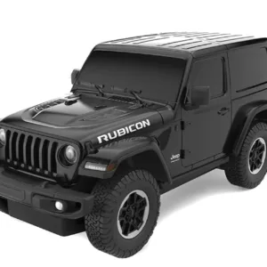 Juodas nuotoliniu būdu valdomas „Jeep Wrangler JL“ automobilis, 1:24, Rastar 79500