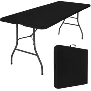 Didelis sulankstomas 180 cm juodas sodo ir banketinis stalas „Bauerkraft“
