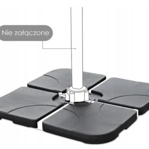 Juodas kvadratinis sodo skėčio pagrindas „Bauerkraft“, 4 dalys, 50 × 50 × 7,5 cm, iki 80 kg