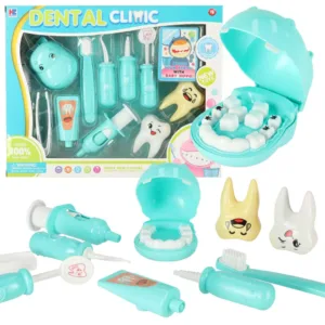 Dentisto gydytojo rinkinys su hipopotamu, mėtų spalvos