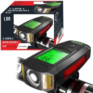 Dviračio žibintas su LCD spidometru ir garsiniu signalu, 2 viename