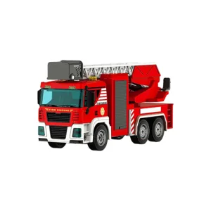 Didelis gaisrinės automobilis su šviesomis ir kopėčiomis