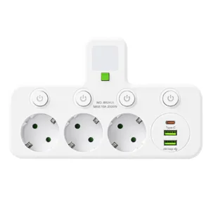 Gotel maitinimo adapteris su 3 lizdais, 2 USB ir USB-C