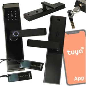 Elektroninė durų spyna su SMART rankena, kodu, piršto atspaudu ir Bluetooth